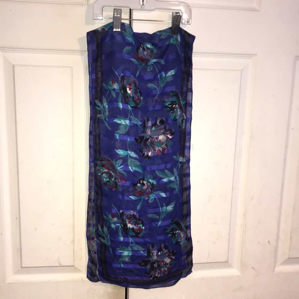 Women’s Sheer Floral Blue Scarf